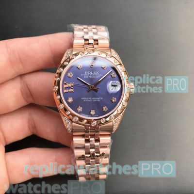 Replica Rolex Datejust Rose Gold Stainless Steel Ladies Watch